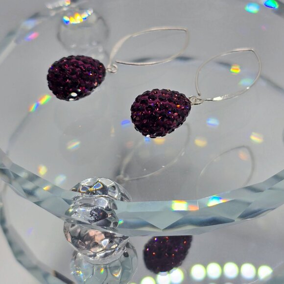 Hand Crafted Purple Drop Earrings - Picture 4 of 9